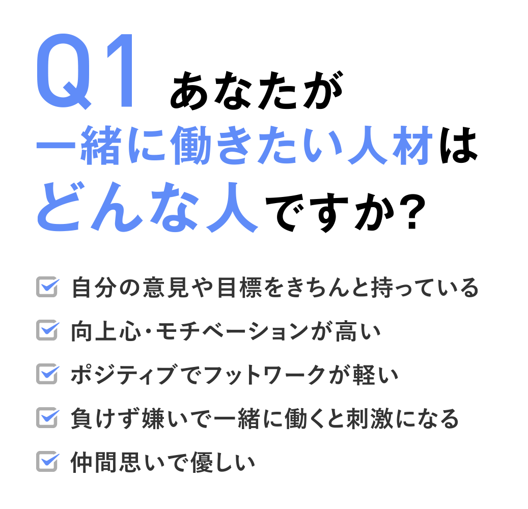 Q1 あなたが一緒に働きたい人材はどんな人ですか？