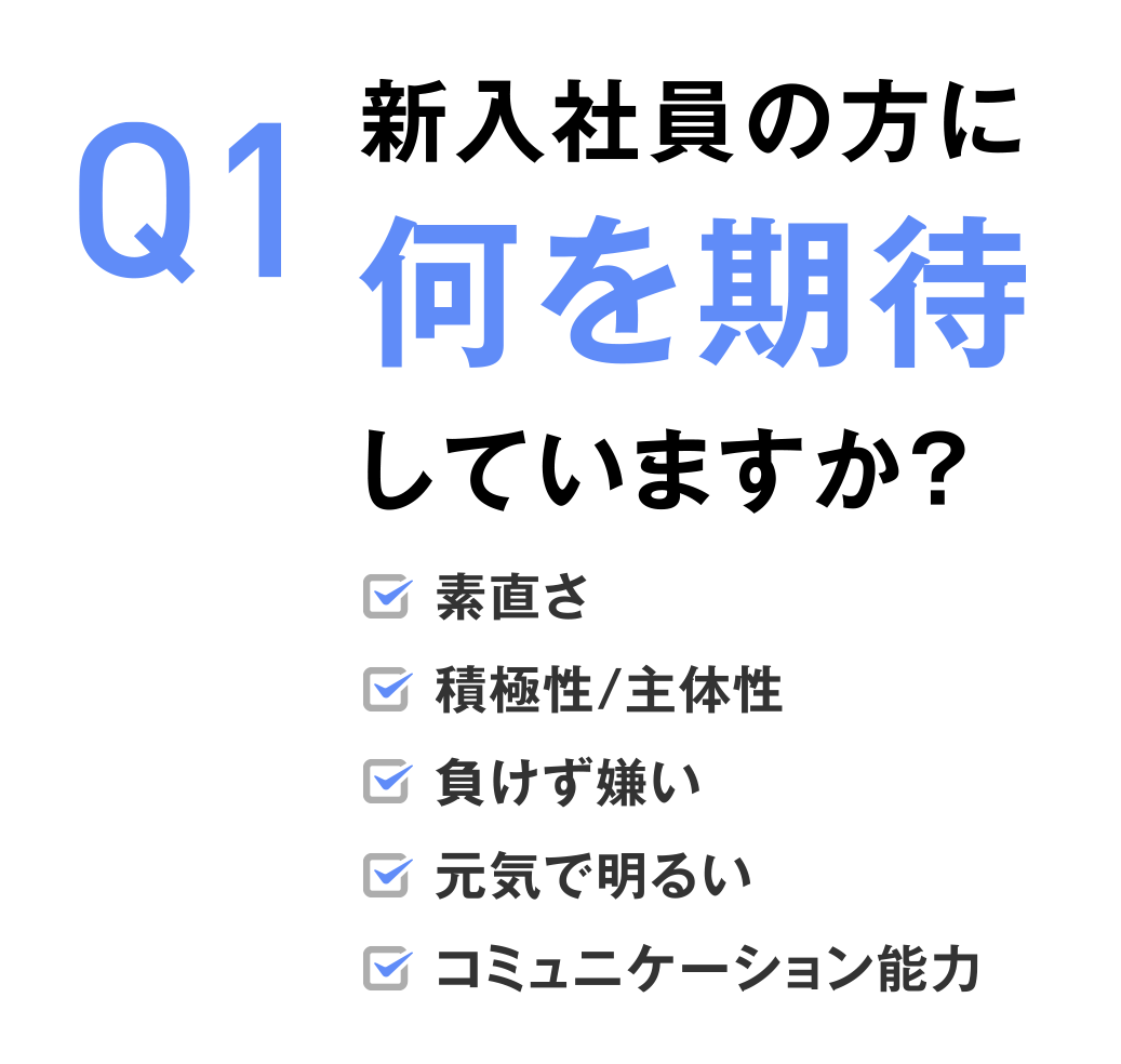 Q1 新入社員の方に何を期待していますか?